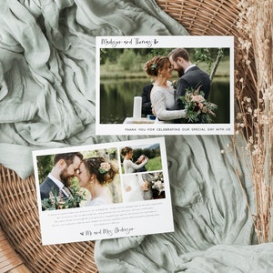 Photo Thank You Card, Minimalist Wedding Thank You Card, Calligraphy Thank you Card, Editable Template, with TEMPLETT, WLP-SIL 7324