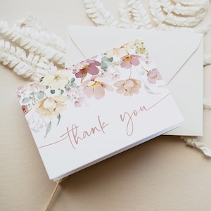 Wildflower Thank You Card Template, Thank You Card Printable, Thank you Card, Floral Thank You, Edit with TEMPLETT, WLP-LUM 5541