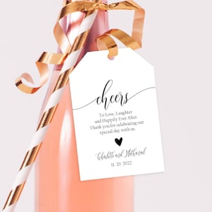 Cheers Wine Tag, Wedding Favor Tag, Afdrukbare Cheers Tag, Champagne Tags, Bewerken met TEMPLETT, Grote 2,75 x 4" bewerkbare tags, WLP-SOU 1194