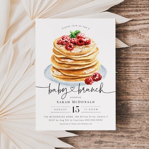 Pancake Baby Brunch Invitation, Baby Brunch Invite, Baby Shower Pancake Brunch Invite, Edit with TEMPLETT, WLP-PAN 5766