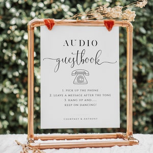 Audio Guestbook Sign, Minimalist Wedding Sign, Phone Message Guestbook, Leave a Message Sign, Editable Sign, TEMPLETT, WLP-FAA 5852