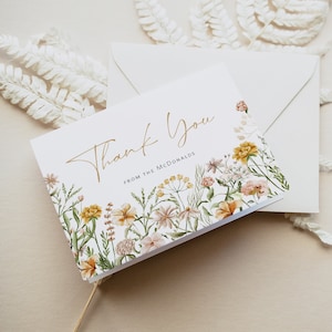 Wildflower Thank You Card Template, Thank You Card Printable, Thank you Card, Floral Thank You, Edit with TEMPLETT, WLP-FWI 6943