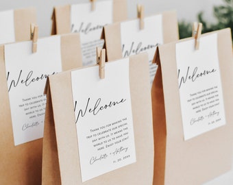 Willkommen Tags, Hochzeit Willkommen Tag Vorlage, großes druckbares Geschenkanhänger, Hotel Willkommen Tag, Willkommen Taschenanhänger, bearbeiten mit TEMPLETT, WLP-SAL 5497