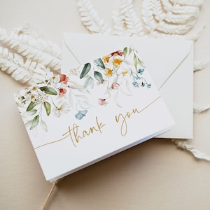 Wildflower Thank You Card Template, Thank You Card Printable, Thank you Card, Floral Thank You, Edit with TEMPLETT, WLP-DUT 4906