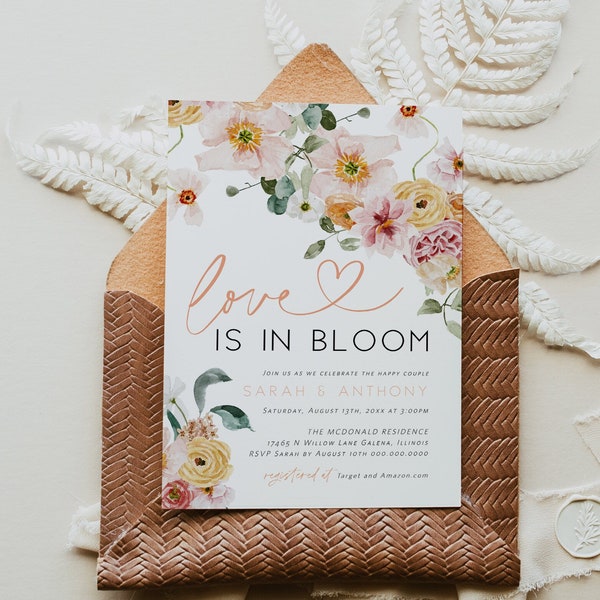 Boho Bridal Shower Invitation, Love is in Bloom Invitation, Wildflower Bridal Shower Invitation, Edit with TEMPLETT, WLP-SPR 5383
