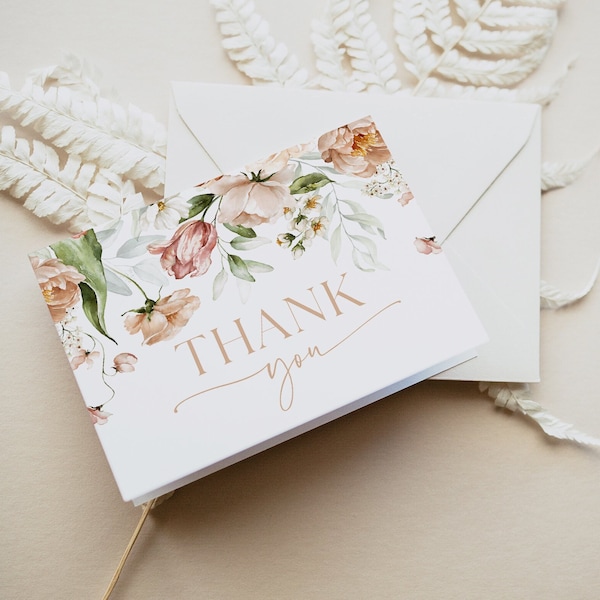 Wildflower Thank You Card Template, Thank You Card Printable, Thank you Card, Floral Thank You, Edit with TEMPLETT, WLP-DUS 5570