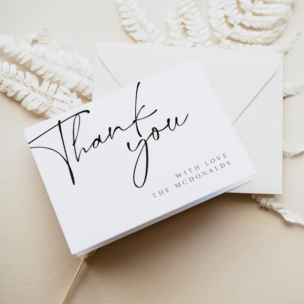 Modern Thank You Card Template, Thank You Card Printable, Calligraphy Thank you Card, Minimalist Thank You, Edit with TEMPLETT, WLP-SAL 5518