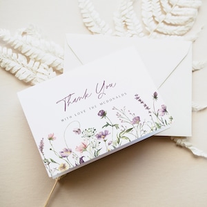 Wildflower dank u kaartsjabloon, dank u kaart afdrukbaar, dank u kaart, bloemen dank u, bewerken met TEMPLETT, WLP-PWI 4820