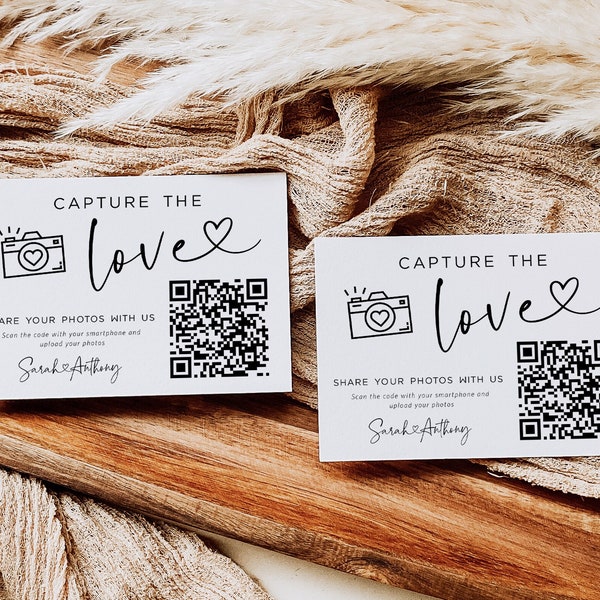 Capture the Love Wedding QR Code Card, Wedding Photo card, qr code wedding card, Instant Download, Edit with Templett, WLP-PAL 5971