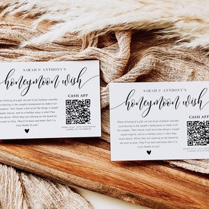 Modern Honeymoon Wish Card, Venmo Honeymoon Insert Card, Editable Enclosure Card, 5c3.5", TEMPLETT, Instant Download, WLP-SOU 5666
