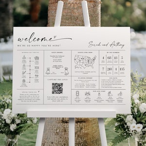Infographic Wedding Sign, Fun Wedding Sign with Editable Icons, Printable Wedding Trivia Poster, 5 Sizes, Edit with TEMPLETT, WLP-LIN 7637