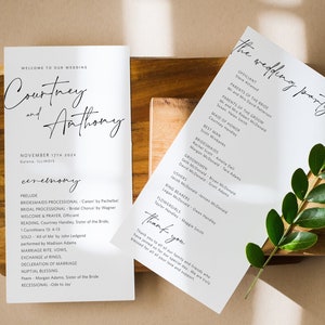 Minimalist Wedding Program, Templett Wedding Ceremony Program, Modern Wedding Program Template, Instant Download, WLP-SAL 5519