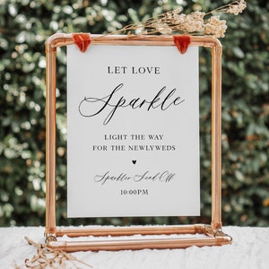Let Love Sparkle Sign, Sparkler Send Off Sign, Wedding Sparklers Sign, Editable Sign, Minimalist, Edit with TEMPLETT, WLP-ROC 8147