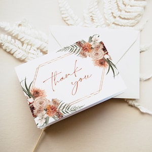 Boho Thank You Card Template, Thank You Card Printable, Thank you Card, Floral Thank You, Edit with TEMPLETT, WLP-TER 6737