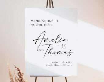 Wedding Welcome Sign, Editable Welcome Poster, Printable Wedding Welcome, Minimalist Welcome sign, Edit with TEMPLETT, WLP-LIN 7360
