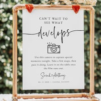 Disposable Camera Sign Template, Minimalist Capture the Memories Sign ...