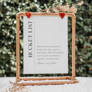 Minimalist Bucket List Sign, Wedding Bucket List Sign, Guestbook Alternative, Edit with TEMPLETT, WLP-SID 8135
