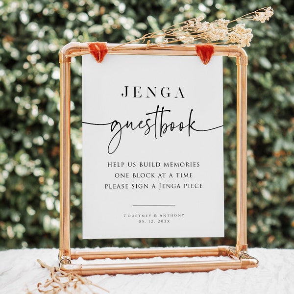 Wedding Jenga Guestbook Sign, Printable Jenga Guestbook Template, 8x10, Wedding Sign, Edit with TEMPLETT, WLP-PAL 5855