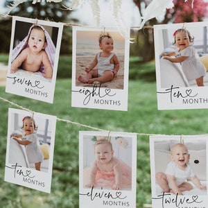 First Birthday Photo Cards, Modern Milestone Cards, Photo Cards Banner, Gender Neutral Photo Cards,  TEMPLETT, WLP-PAL 5256