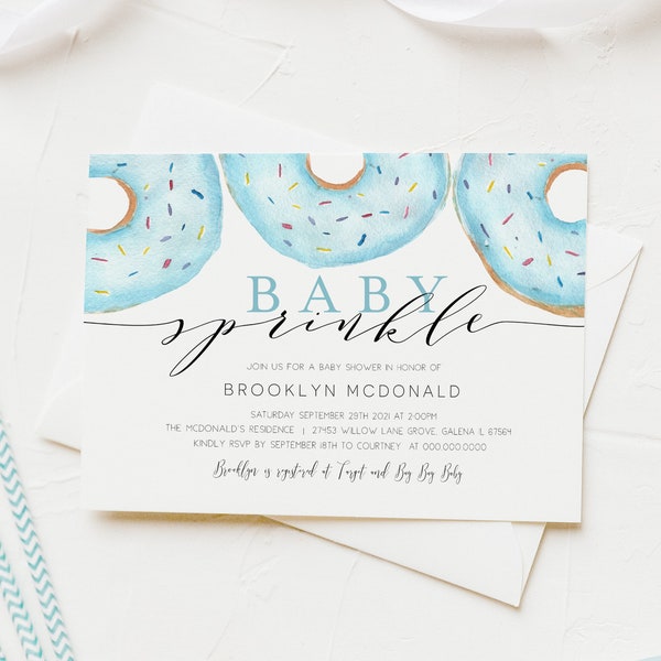 Baby Sprinkle Invitation, Boy Baby Shower Invitation, Printable Donut Invitation,Donut Baby Sprinkle,  Edit with TEMPLETT, WLP-DON 2427