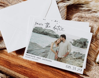 Modern Photo Save the Date, Editable Save the Date, Minimalist Wedding Save the Date, printable Invitation, Edit w TEMPLETT, WLP-PAL 7287