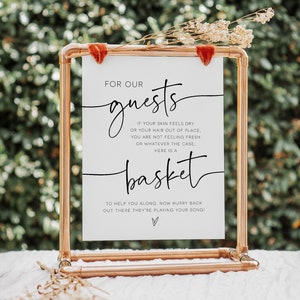 Script Wedding Bathroom Basket Sign, Printable Wedding Restroom Sign, Edit with TEMPLETT, Wedding Bathroom Sign, 8x10&quot;,  WLP-paL 5609