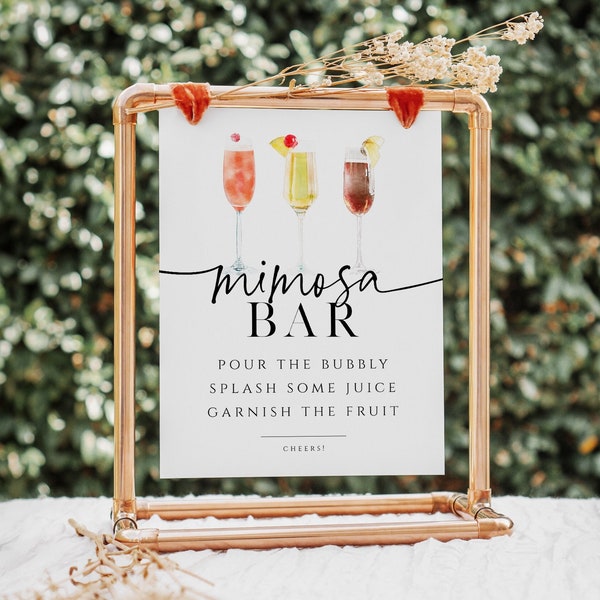 Mimosa Bar Sign, Printable Bar Sign, Script Momosa Bar Sign,  Modern Bar Sign, Edit with TEMPLETT, Editable Sign, WLP-PAL 5606