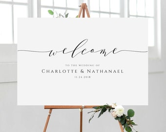 Wedding Welcome Sign, Printable Script Welcome Poster Template, Calligraphy Welcome Sign, Instant Download, Edit with TEMPLETT, WLP-SCR 1189