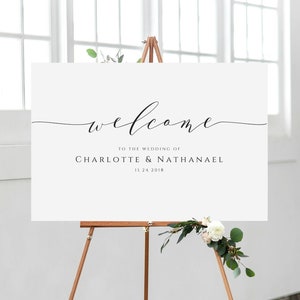 Wedding Welcome Sign, Printable Script Welcome Poster Template, Calligraphy Welcome Sign, Instant Download, Edit with TEMPLETT, WLP-SCR 1189