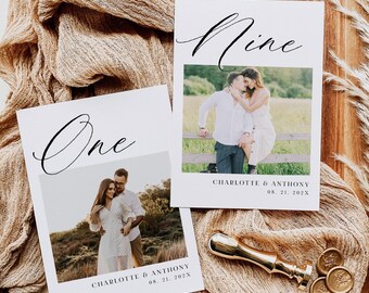 Photo Table Numbers, Minimalist Table Numbers, Wedding Photo Table Numbers, Reception Table Numbers, 5x7, 4x6, Edit w TEMPLETT, WLP-ROC 8185