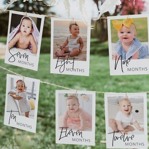 First Birthday Photo Cards, Modern Milestone Cards, Photo Cards Banner, Gender Neutral Photo Cards,  TEMPLETT, WLP-PEN 5254