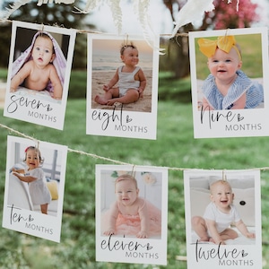 First Birthday Photo Cards, Modern Milestone Cards, Photo Cards Banner, Gender Neutral Photo Cards,  TEMPLETT, WLP-SIL 5255