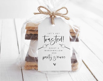 Lets Get Toasted Tag, Smores Wedding Favor Tag, Instant Download, Printable Smore Favor Tag Template, Edit with TEMPLETT, WLP-SMO 4726