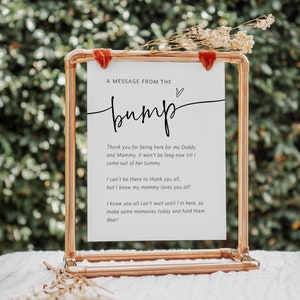 Message from the Bump, Modern Baby Shower Sign, Baby Message Sign, Favor Sign, 100% Editable Text, Edit with TEMPLETT, WLP-PAL 5721