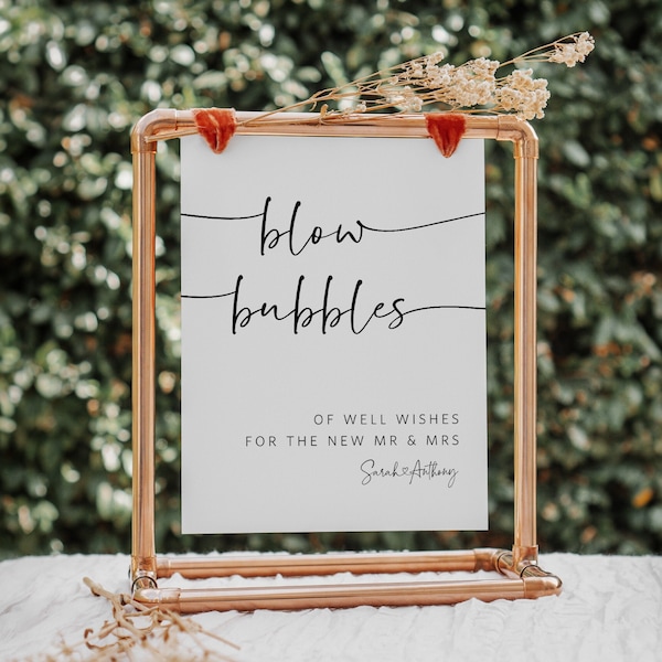 Blow Bubbles Wedding Sign Template, Wedding Sign Printable, Bubbles Sign, Instant Download, Edit with TEMPLETT, WLP-PAL 5621