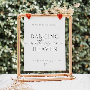 Wedding Memorial Sign, Dancing With us in Heaven, Memory Table Sign, In Loving Memory, Edit with TEMPLETT, WLP-LIN 7662