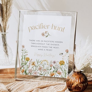 Wildflower Pacifier Hunt Game, Baby Shower Sign, Minimalist  Pacifier Hunt Sign, Find the Pacifiers Game, Floral, TEMPLETT, WLP-FWI 5709