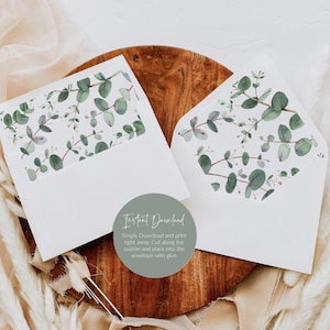 Greenery Envelope Liner Template, Printable Eucalyptus Envelope Flap, Envelope Liner Diy Download, TEMPLETT, WLP-EUU 5524