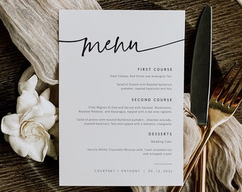 Wedding Menu Template, Printable Menu Card, 5x7 & 8x10 Wedding Menu Printable, Instant Download, Edit with TEMPLETT, WLP-PAL 5622