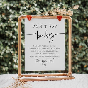 Don't Say Baby Game, Baby Shower Sign, Minimalist Don't Say Baby Sign, Edit with TEMPLETT, WLP-PAL 5727