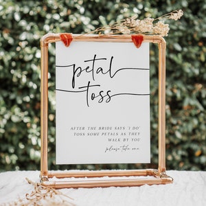 Mimimalist Petal Toss Sign, Wedding Petal Toss Sign, Editable Wedding Sign, Petal Toss Template, Edit with TEMPLETT, WLP-PAL 5615