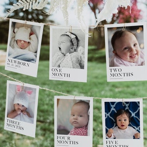 First Birthday Photo Cards, Modern Milestone Cards, Photo Cards Banner, Gender Neutral Photo Cards,  TEMPLETT, WLP-SLI 5258