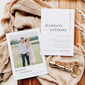 Minimal Wedding Invitation, Modern Wedding Invitation, Photo Wedding Invitation, Boho Wedding Invitation, TEMPLETT, WLP-DRO 7602