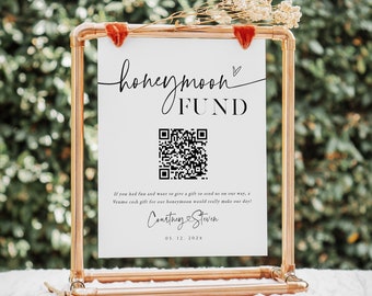 Modern Honeymoon Fund Sign, Venmo Honeymoon Wish Sign, Editable Wedding Sign, 8x10, TEMPLETT, Instant Download, WLP-PAL 5637