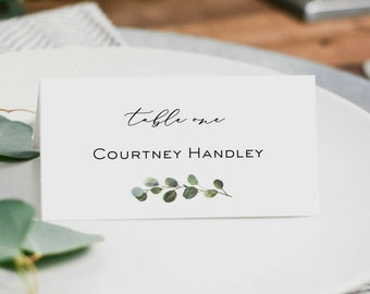 Greenery Place Card Template, Printable Wedding Place Card, Greenery Escort Card Card Template,Edit with TEMPLETT, WLP-WRE 1299