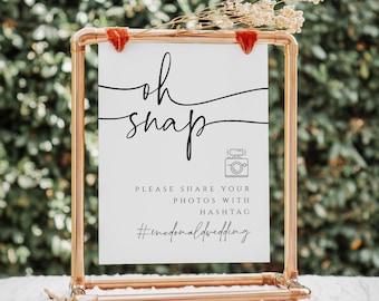 Oh Snap Wedding Hashtag Sign, Wedding Instagram Sign, Wedding Hashtag Sign, Instant Download, Edit with TEMPLETT, WLP-PAL 5613