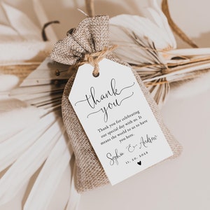 Thank you Wedding Tags, Editable Wedding Favor Tag, Wedding Favor Printable Tags, Minimalist, Edit with TEMPLETT, WLP-FAA 8237
