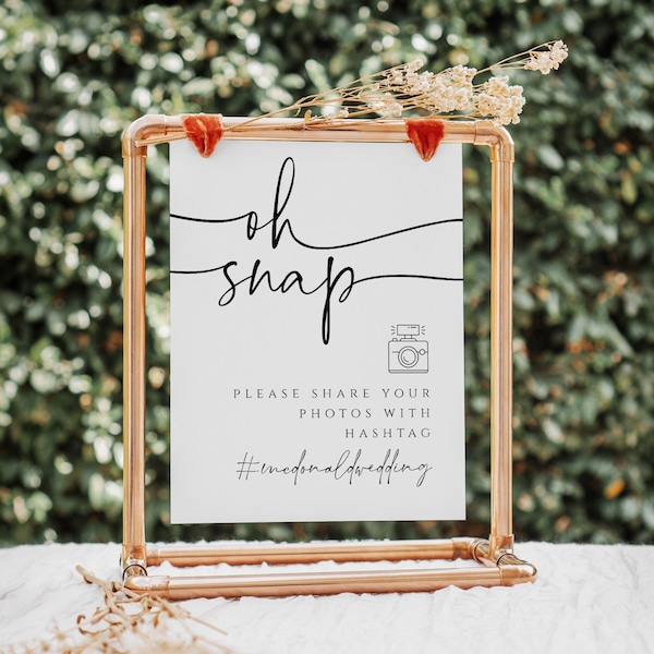 Oh Snap Wedding Hashtag Sign, Wedding Instagram Sign, Wedding Hashtag Sign, Instant Download, Edit with TEMPLETT, WLP-PAL 5613