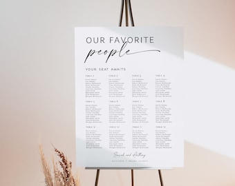 Wedding Seating Chart, Templett Seating Chart, Wedding Seating Chart Poster, Our Favorite People Seating, Minimalist, WLP-LIN 7114