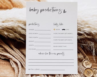 Baby Predictions Card, Minialist Baby Predictions Template, Modern Wishes for Baby Card, Edit with TEMPLETT, WLP-SIL 5406